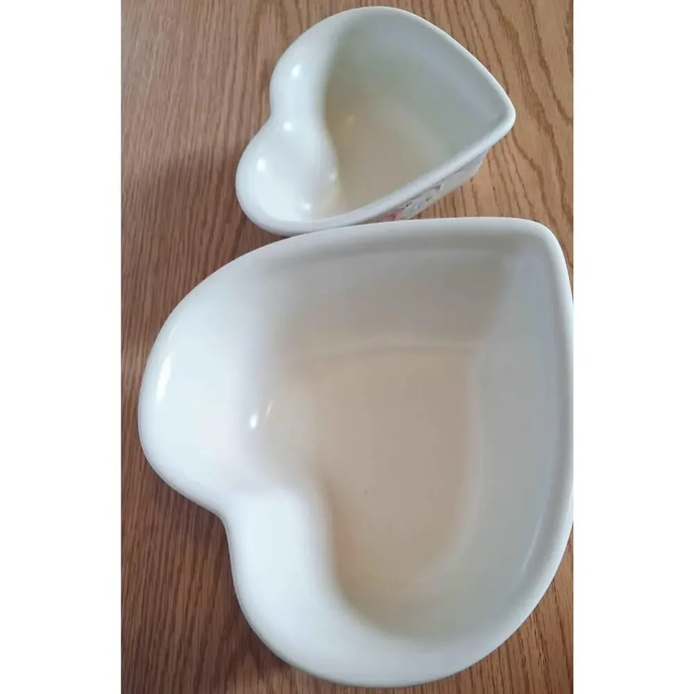 Vintage Pfaltzgraff Tea Rose Heart Shaped Nesting Bowls (Set of 2) - Made in USA